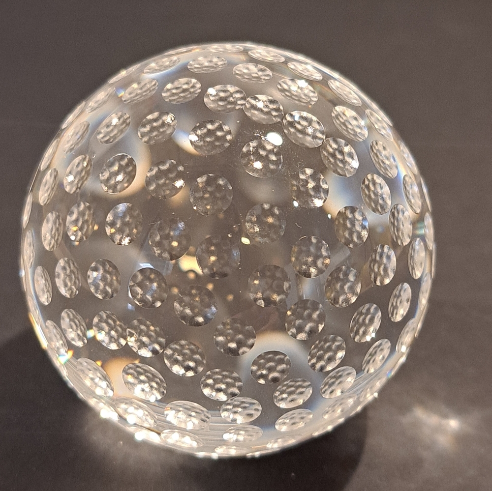 3" Crystal Dimpled Golf Ball Sculpture No Flat Side. Brand Unknown